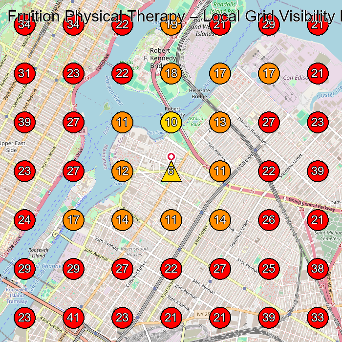 Fruition Physical Therapy GeoGrid visibility map for Physical Therapy Clinic in Astoria